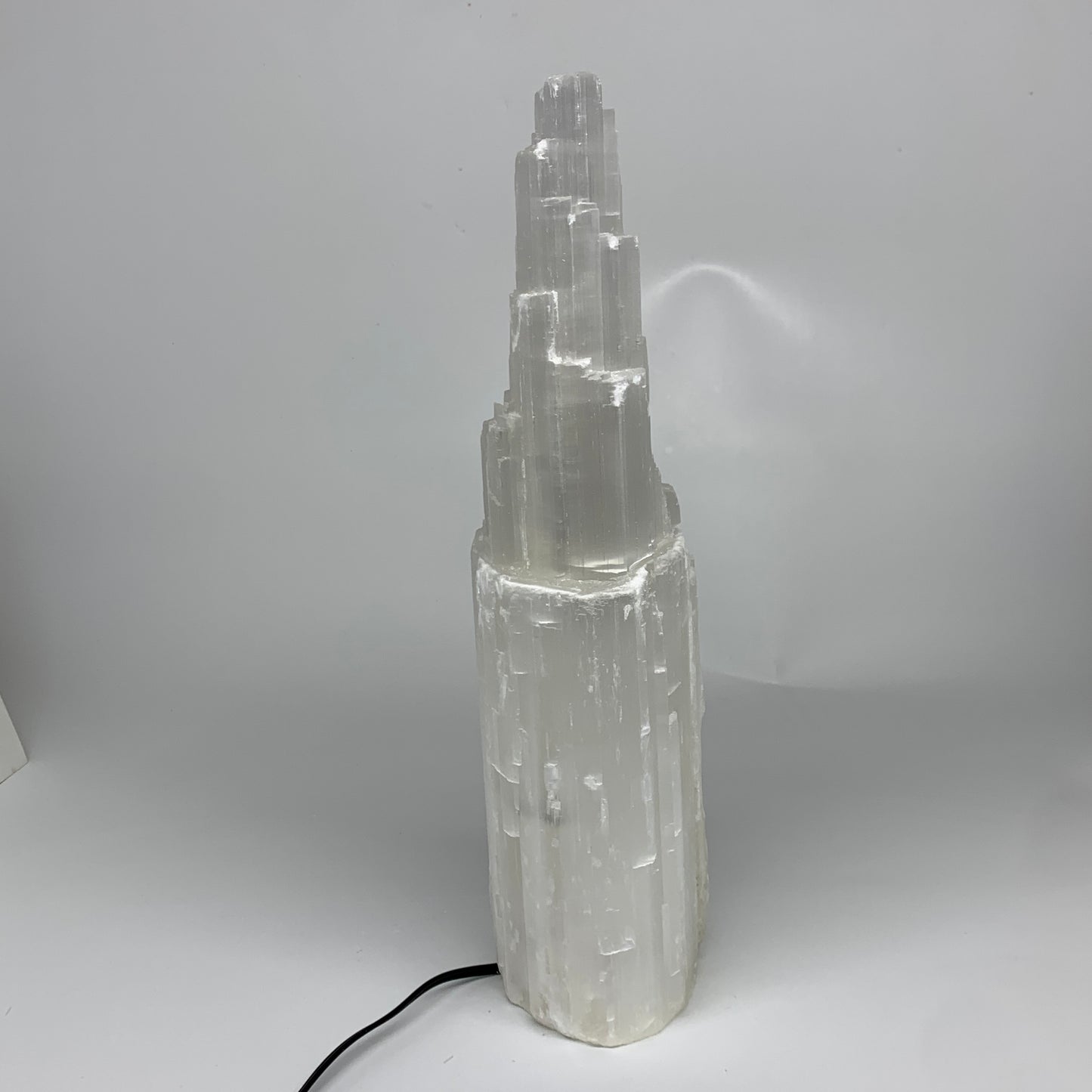 12.9 lbs, 15.5"x5.7"x3.8" Rough Selenite (Satin Spar) Lamp Tower W/Chord, B35772