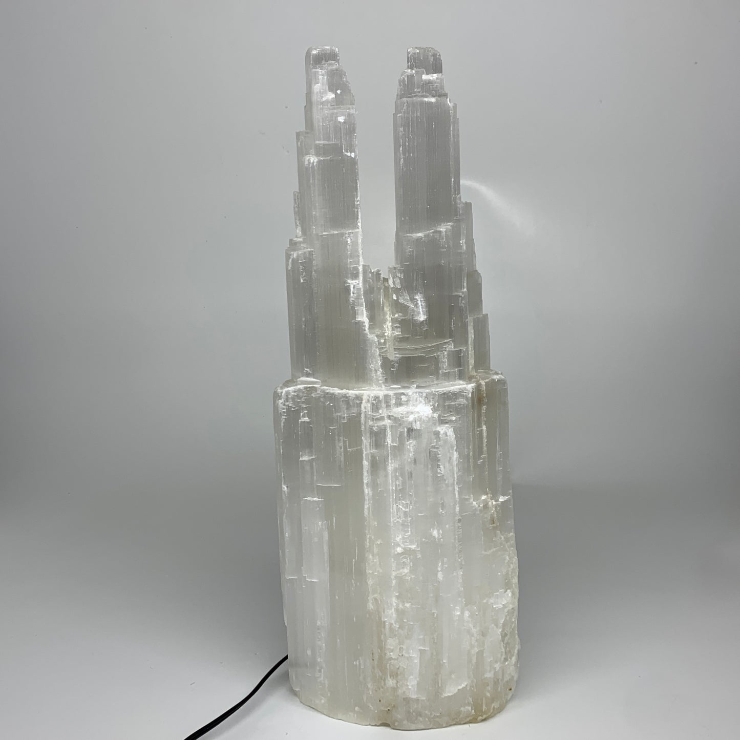 12.9 lbs, 15.5"x5.7"x3.8" Rough Selenite (Satin Spar) Lamp Tower W/Chord, B35772