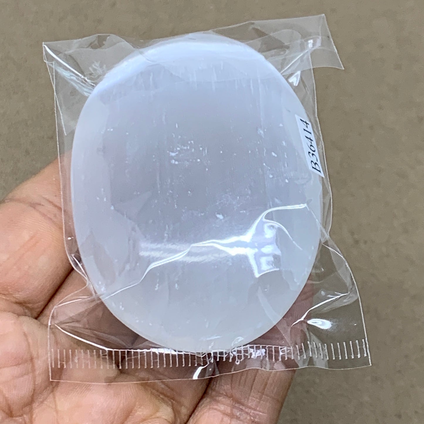 96g, 2.8"x1.9"x0.9", White Selenite Palmstone Crystal Pillow Reiki, B36414