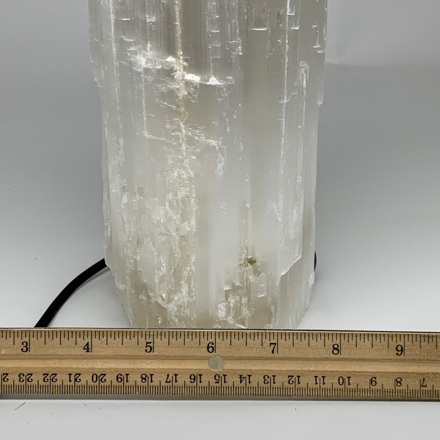 12.9 lbs, 15.5"x5.7"x3.8" Rough Selenite (Satin Spar) Lamp Tower W/Chord, B35772