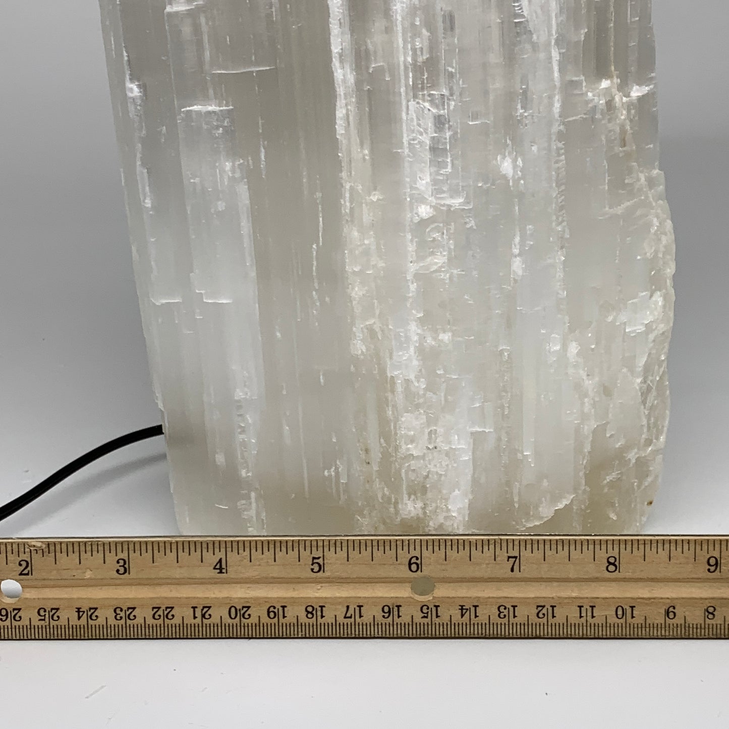 12.9 lbs, 15.5"x5.7"x3.8" Rough Selenite (Satin Spar) Lamp Tower W/Chord, B35772
