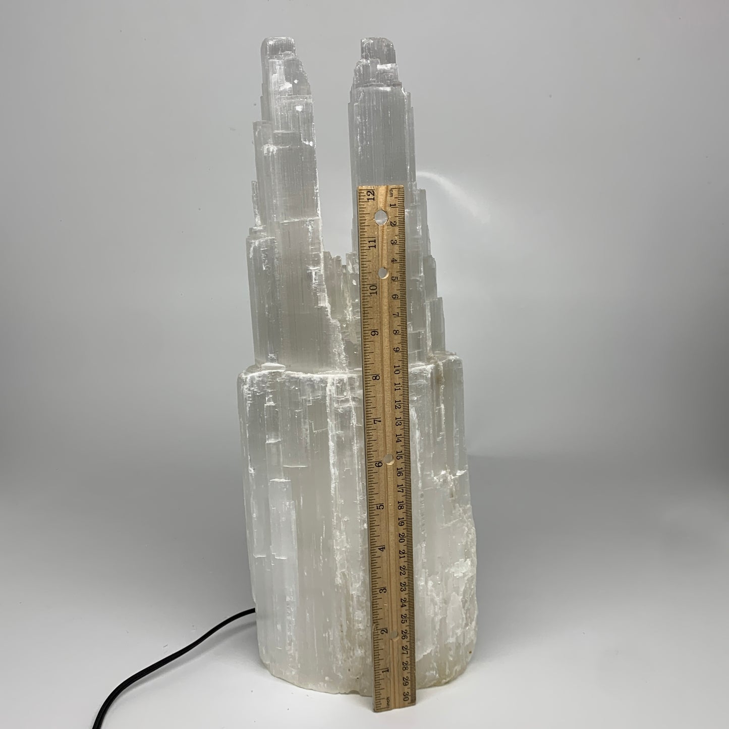 12.9 lbs, 15.5"x5.7"x3.8" Rough Selenite (Satin Spar) Lamp Tower W/Chord, B35772