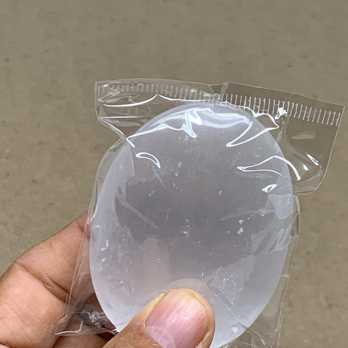 96g, 2.8"x1.9"x0.9", White Selenite Palmstone Crystal Pillow Reiki, B36414