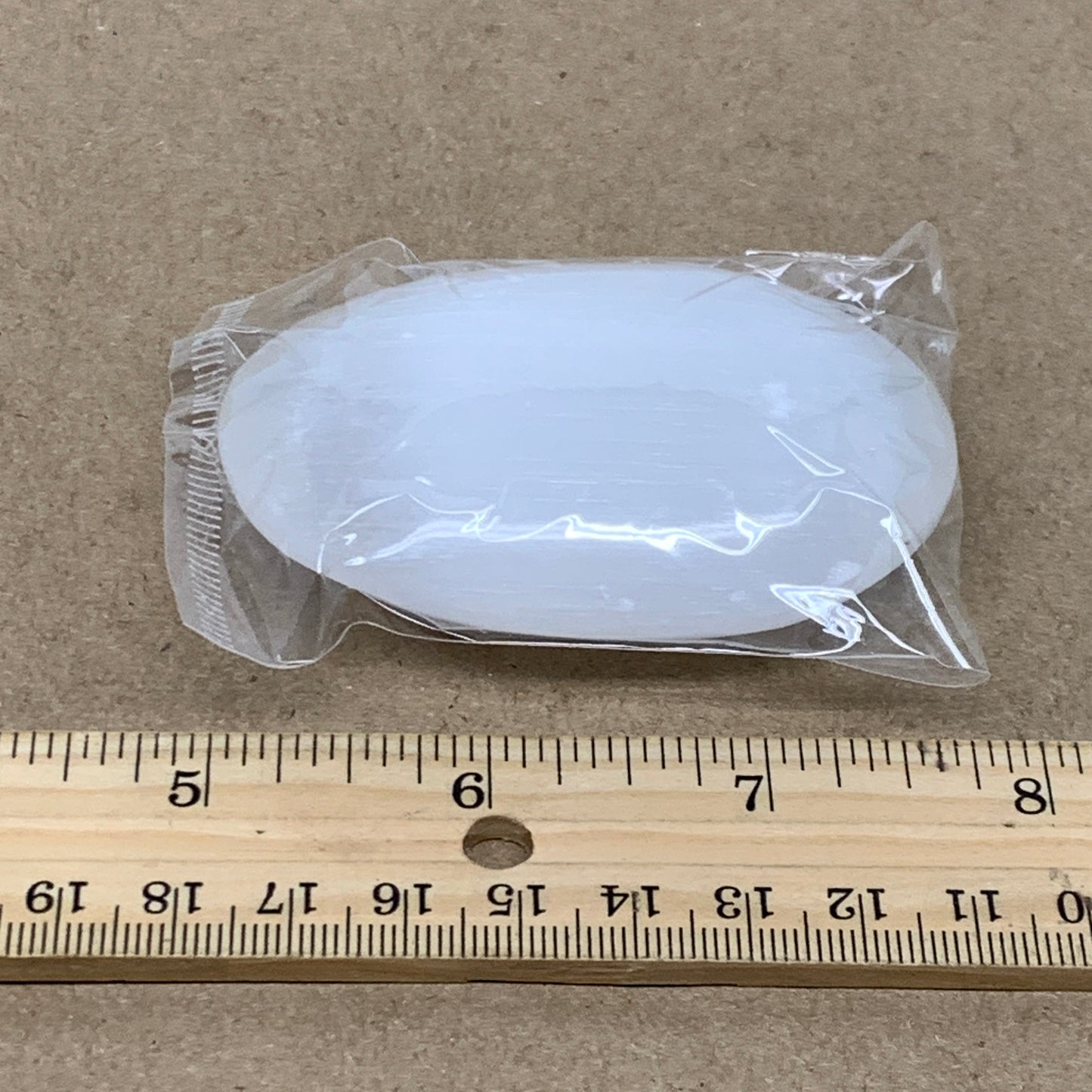 96g, 2.8"x1.9"x0.9", White Selenite Palmstone Crystal Pillow Reiki, B36414