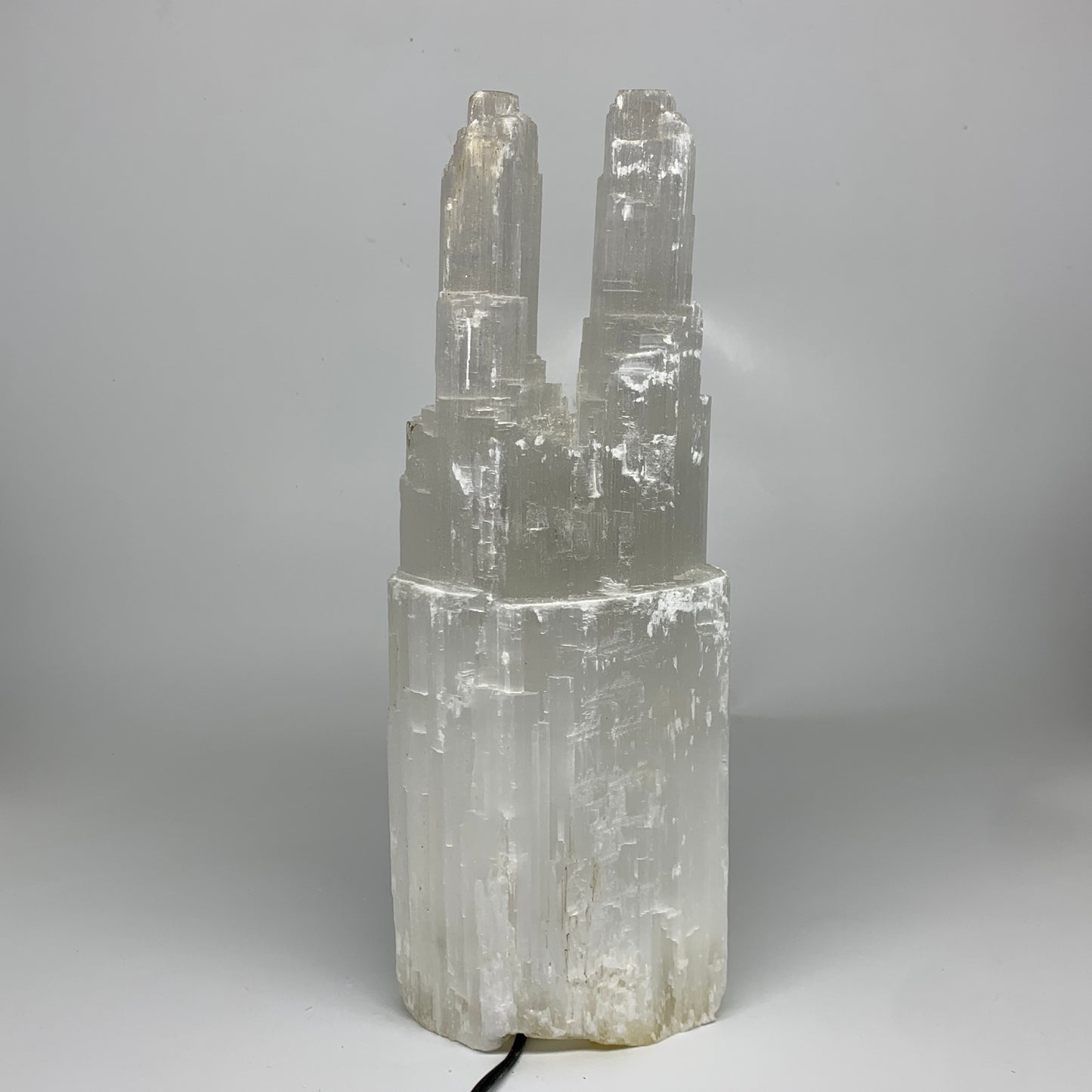 13.1 lbs, 15"x5.6"x3.6" Rough Selenite (Satin Spar) Lamp Tower W/Chord, B35773