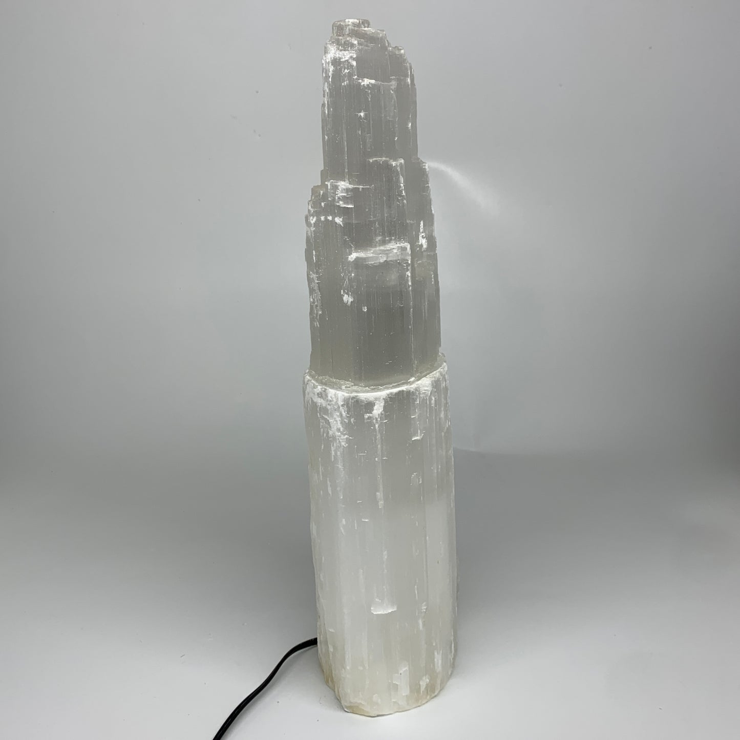 13.1 lbs, 15"x5.6"x3.6" Rough Selenite (Satin Spar) Lamp Tower W/Chord, B35773