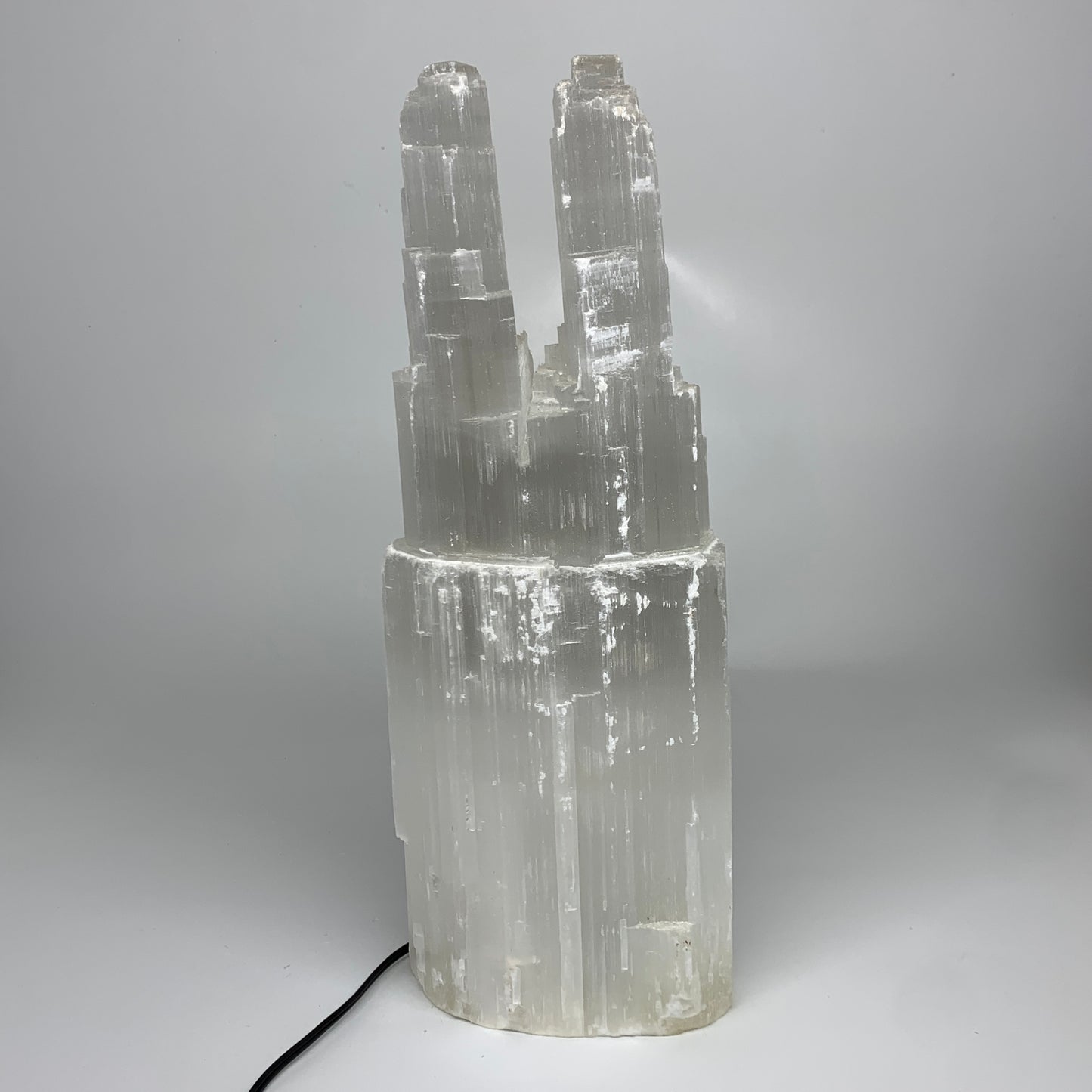 13.1 lbs, 15"x5.6"x3.6" Rough Selenite (Satin Spar) Lamp Tower W/Chord, B35773