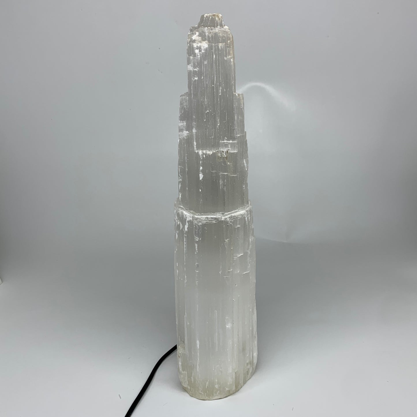 13.1 lbs, 15"x5.6"x3.6" Rough Selenite (Satin Spar) Lamp Tower W/Chord, B35773