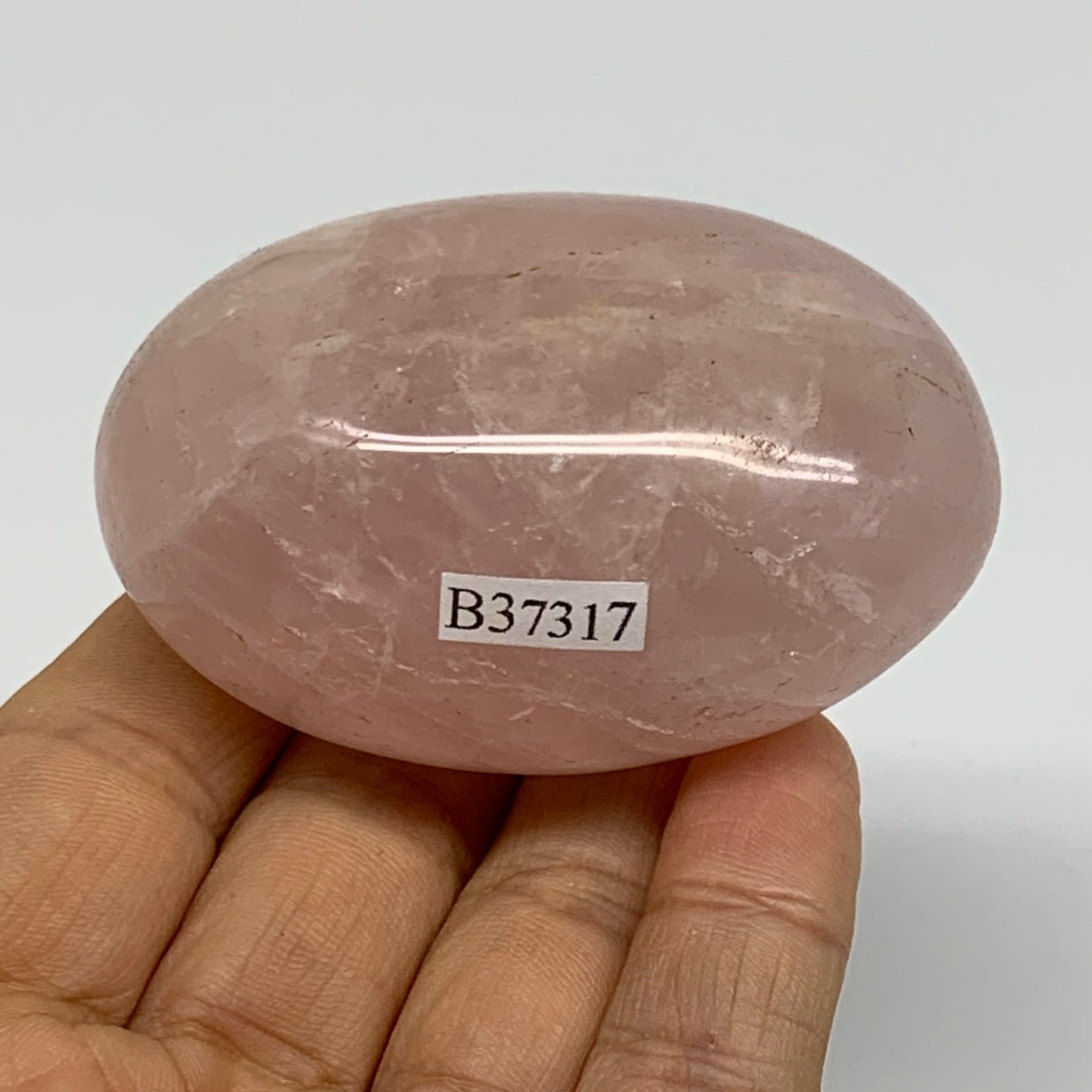 144.6g , 2.6"x1.7"x1.4", Natural Pink Rose Quartz Palm-stone Crystal, B37317
