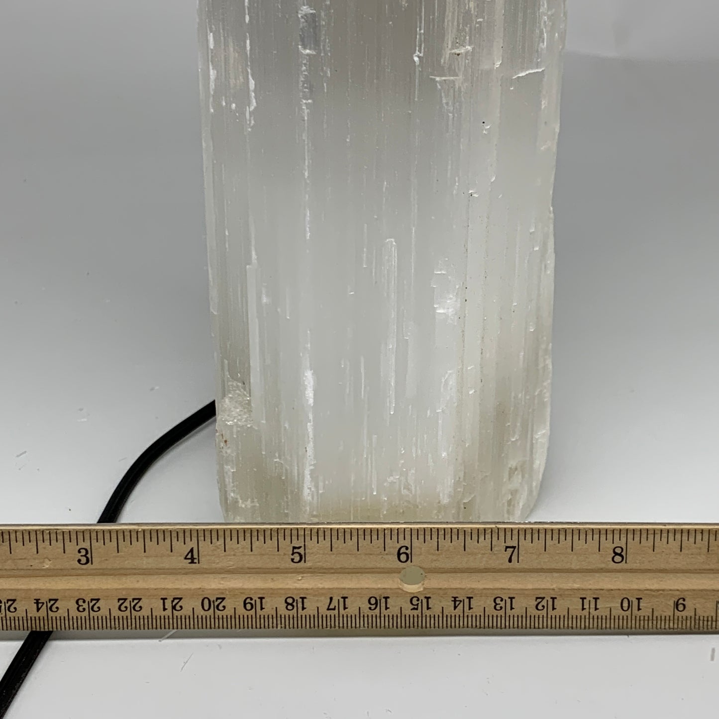 13.1 lbs, 15"x5.6"x3.6" Rough Selenite (Satin Spar) Lamp Tower W/Chord, B35773