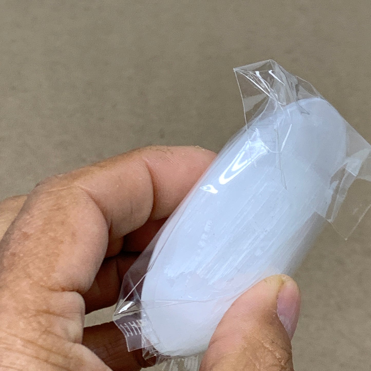 83g, 2.7"x1.9"x0.9", White Selenite Palmstone Crystal Pillow Reiki, B36415