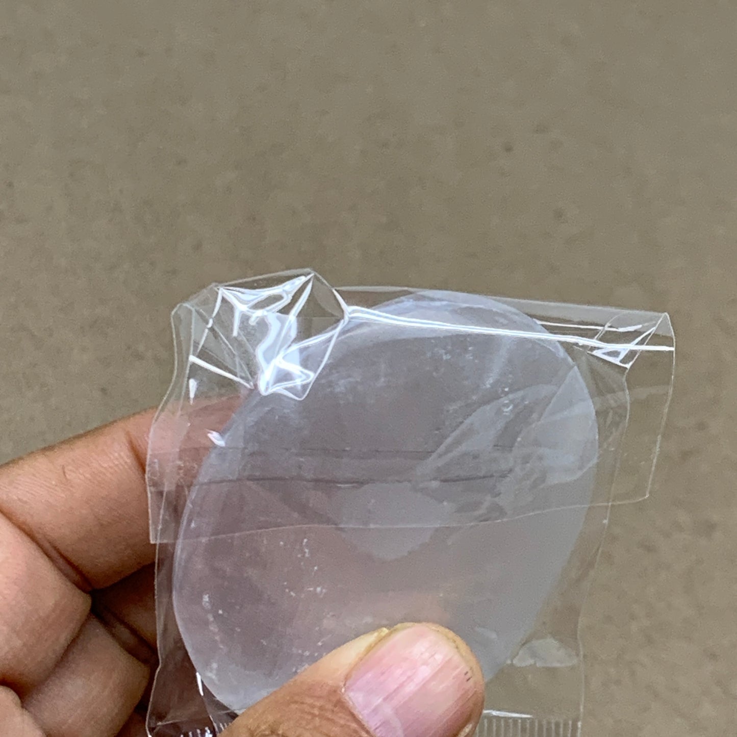 83g, 2.7"x1.9"x0.9", White Selenite Palmstone Crystal Pillow Reiki, B36415