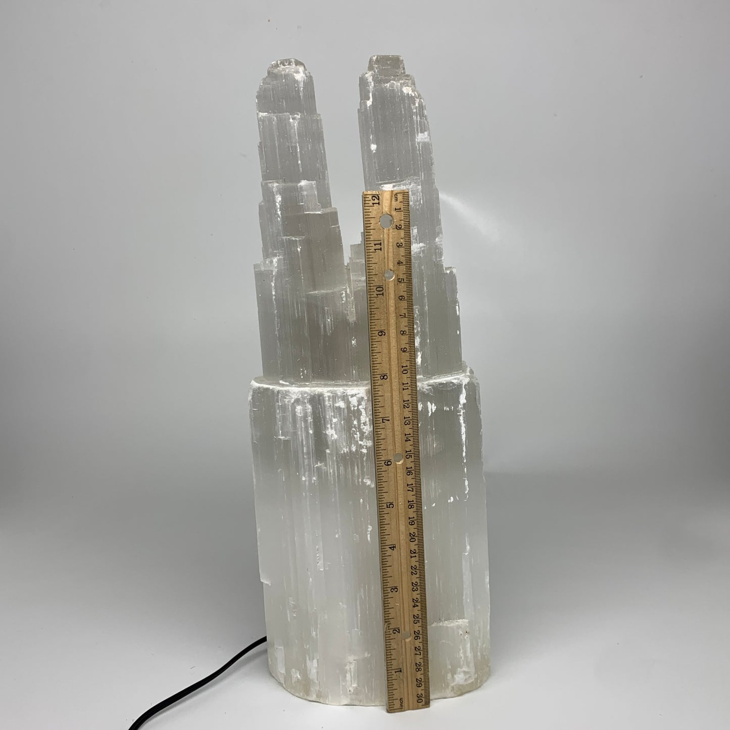 13.1 lbs, 15"x5.6"x3.6" Rough Selenite (Satin Spar) Lamp Tower W/Chord, B35773