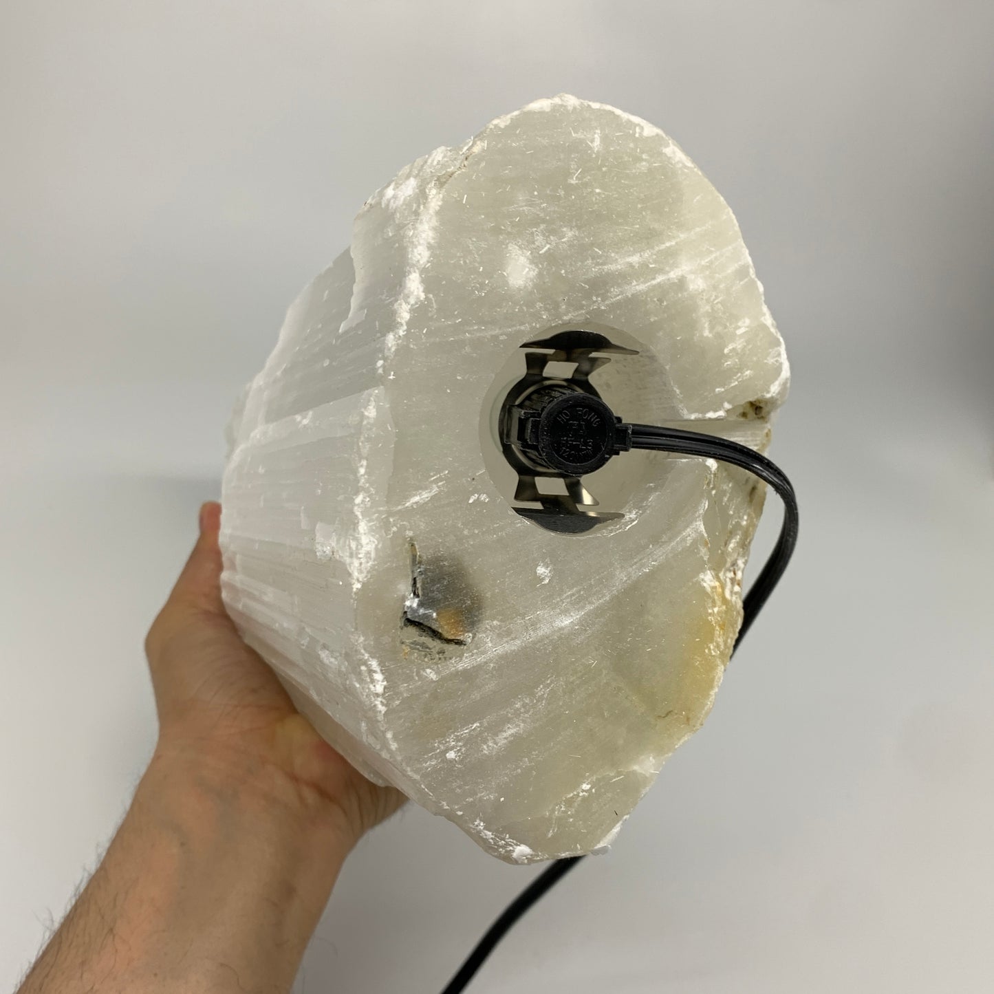 13.1 lbs, 15"x5.6"x3.6" Rough Selenite (Satin Spar) Lamp Tower W/Chord, B35773