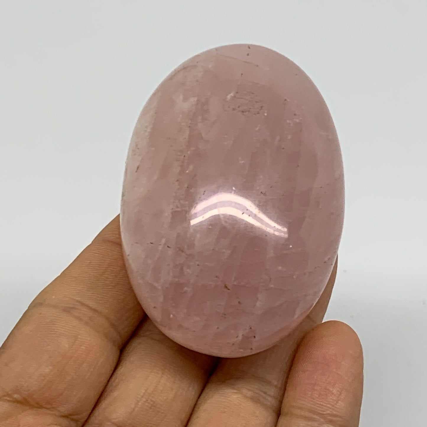 144.6g , 2.6"x1.7"x1.4", Natural Pink Rose Quartz Palm-stone Crystal, B37317