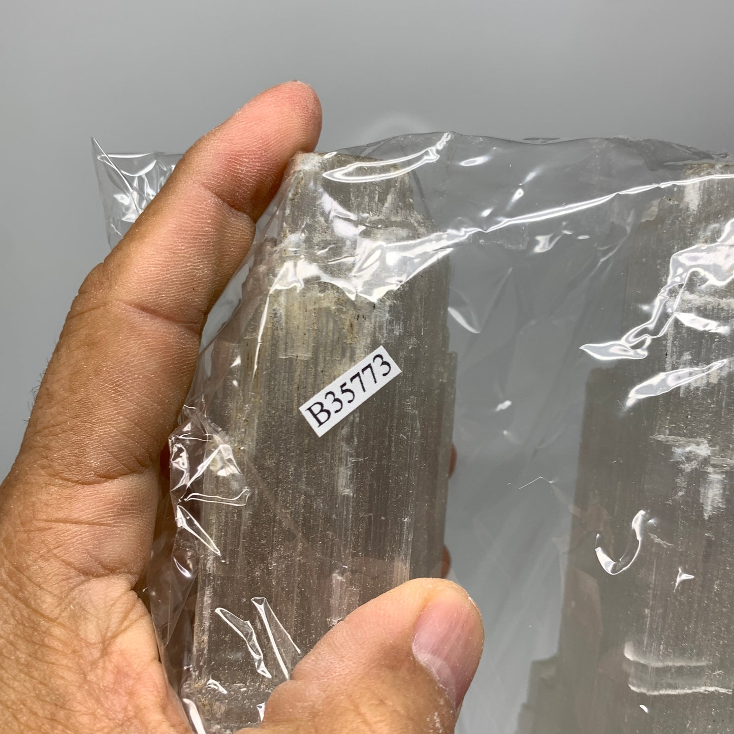 13.1 lbs, 15"x5.6"x3.6" Rough Selenite (Satin Spar) Lamp Tower W/Chord, B35773