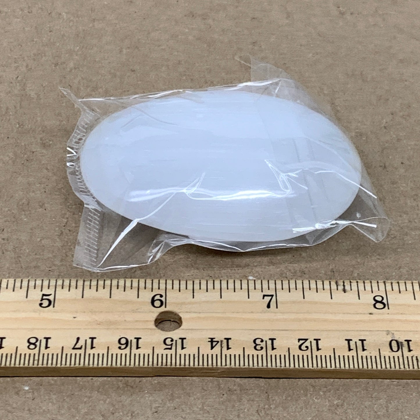 83g, 2.7"x1.9"x0.9", White Selenite Palmstone Crystal Pillow Reiki, B36415