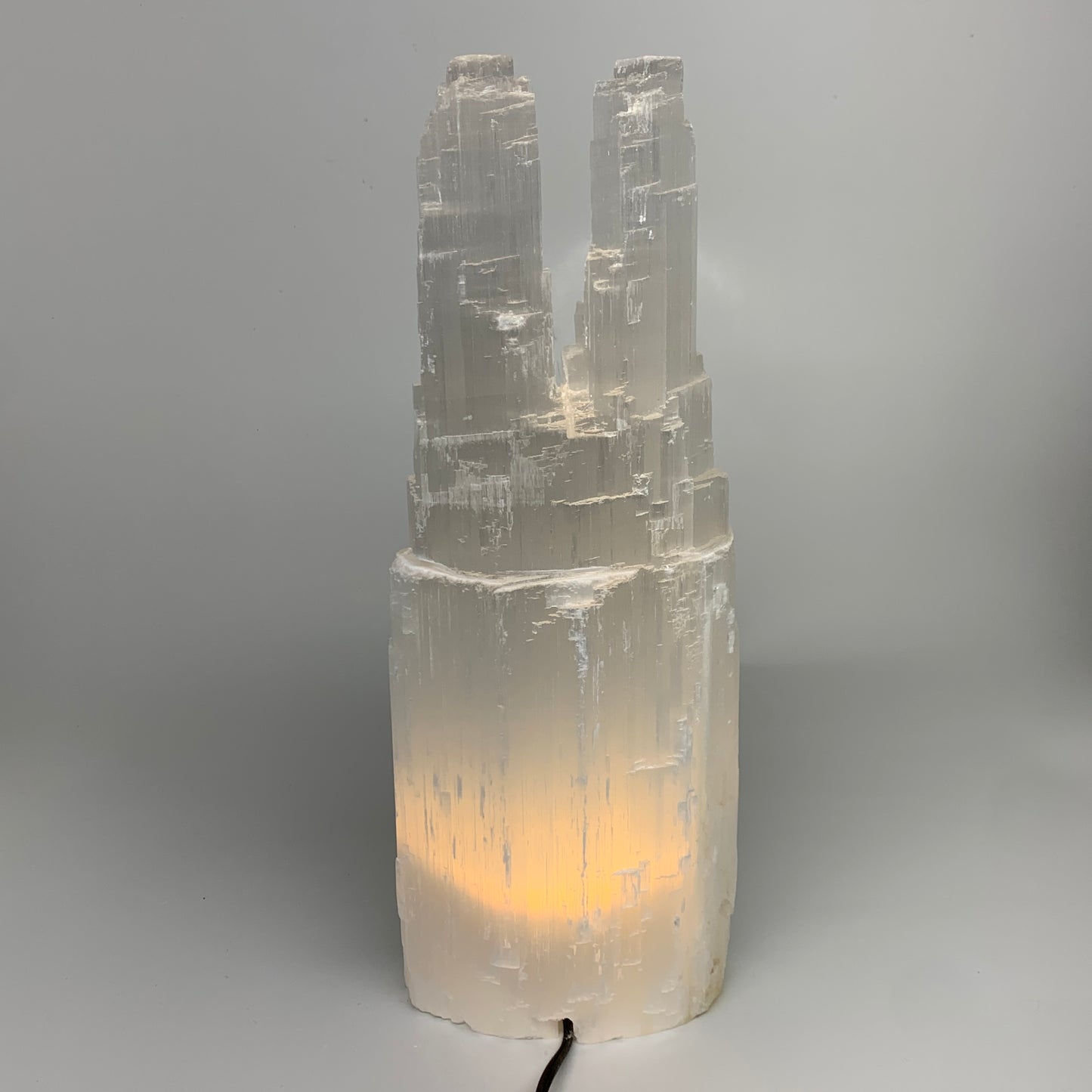 12.13 lbs, 15.5"x5.7"x3.3" Rough Selenite (Satin Spar) Lamp Tower W/Chord, B3577