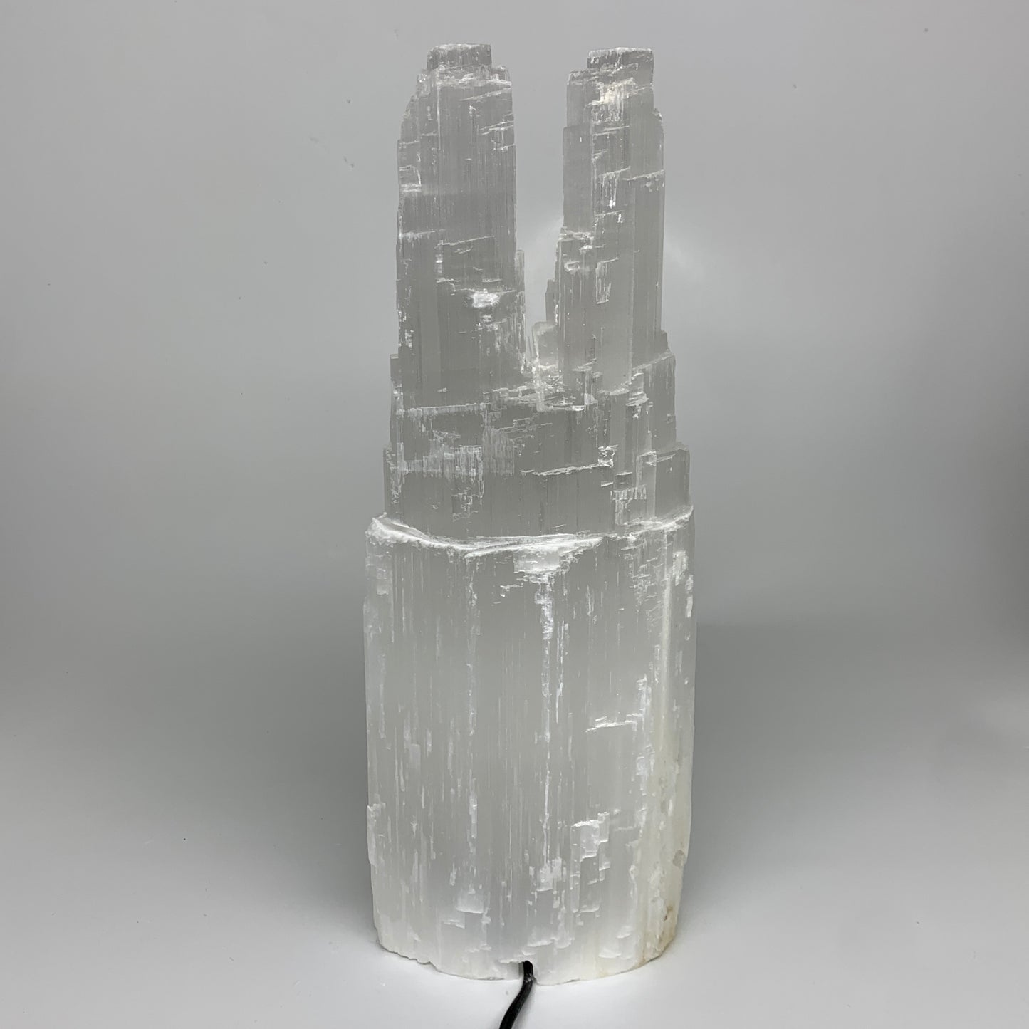 12.13 lbs, 15.5"x5.7"x3.3" Rough Selenite (Satin Spar) Lamp Tower W/Chord, B3577