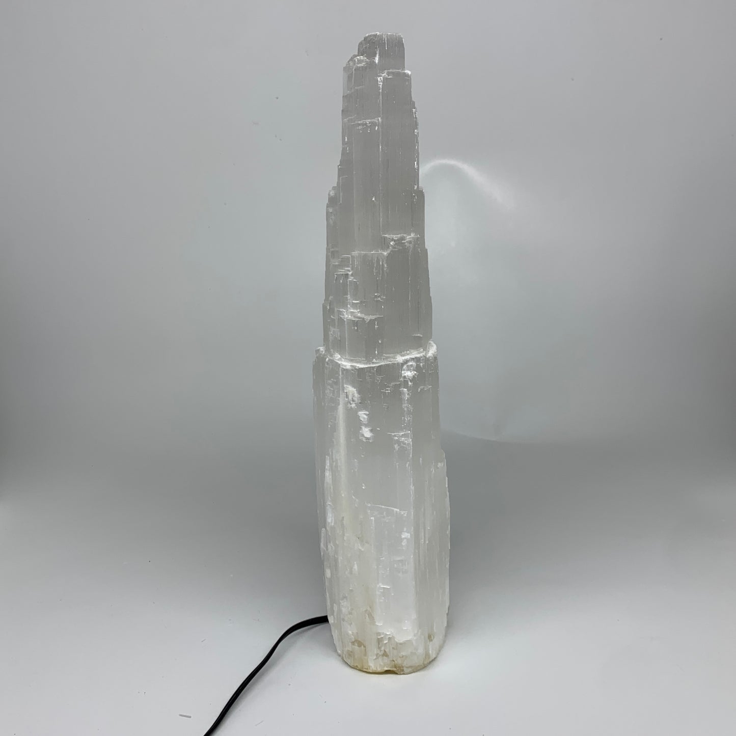 12.13 lbs, 15.5"x5.7"x3.3" Rough Selenite (Satin Spar) Lamp Tower W/Chord, B3577