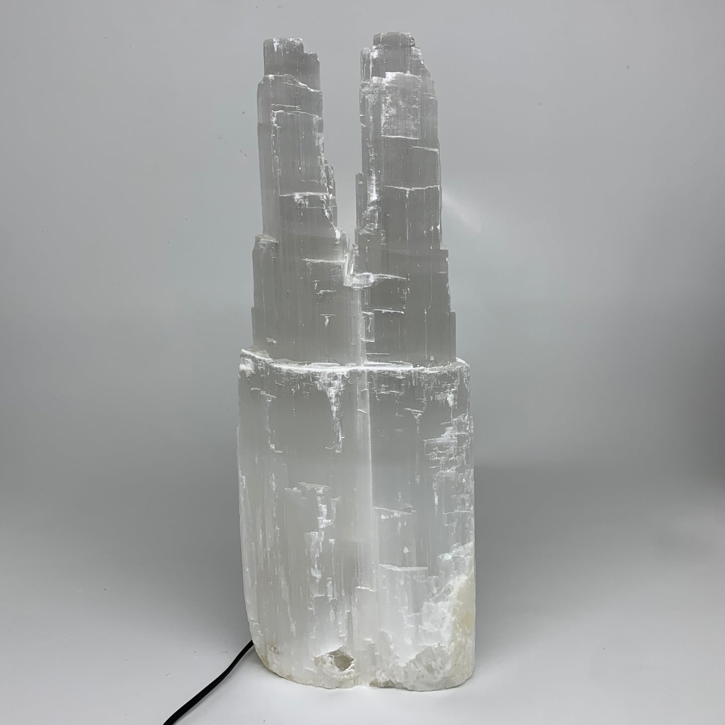 12.13 lbs, 15.5"x5.7"x3.3" Rough Selenite (Satin Spar) Lamp Tower W/Chord, B3577