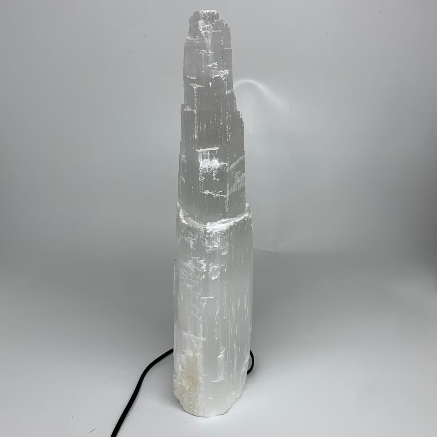 12.13 lbs, 15.5"x5.7"x3.3" Rough Selenite (Satin Spar) Lamp Tower W/Chord, B3577