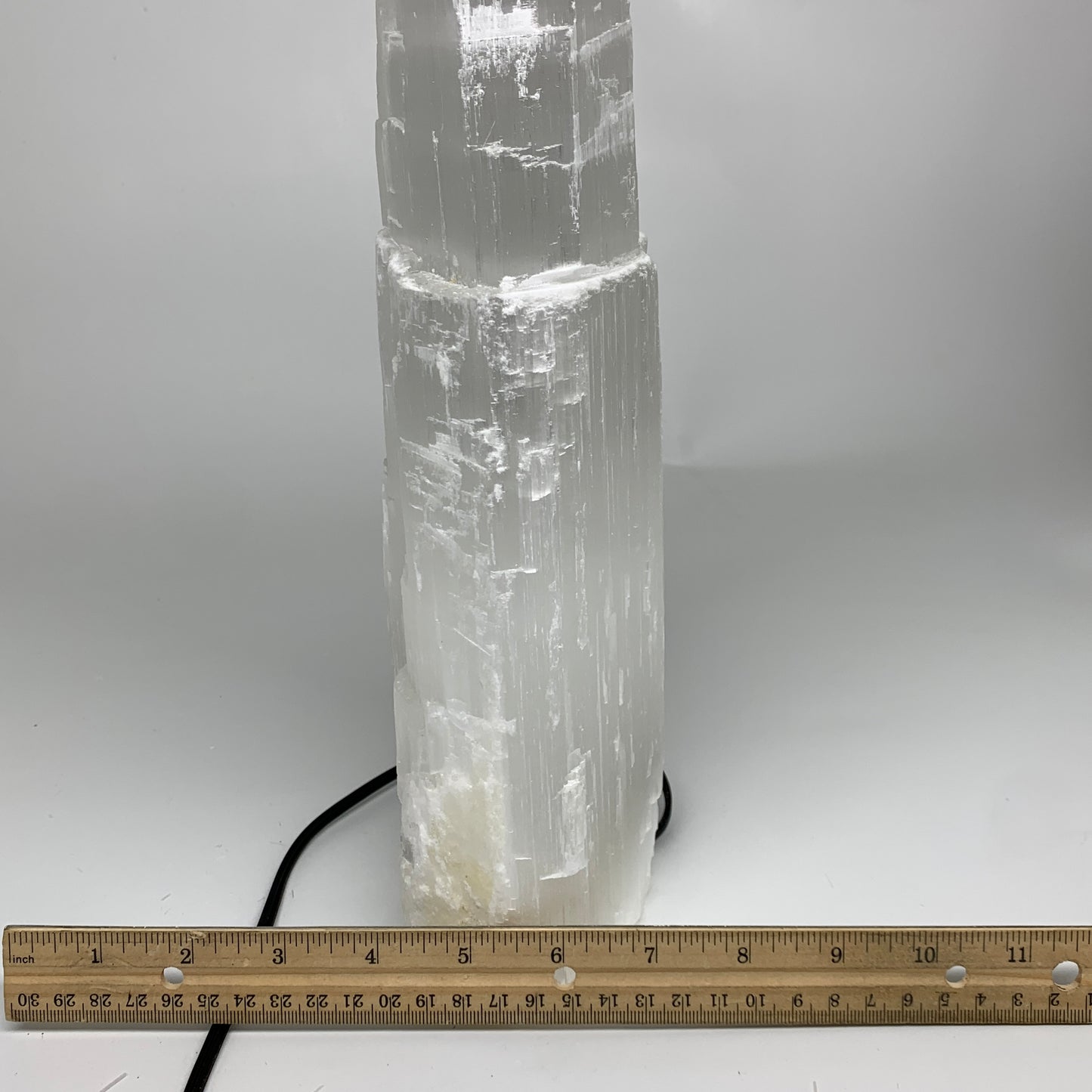 12.13 lbs, 15.5"x5.7"x3.3" Rough Selenite (Satin Spar) Lamp Tower W/Chord, B3577