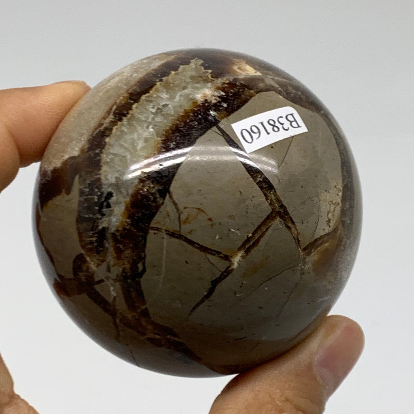 0.73 lbs, 2.5" (62mm), Natural Septarian Sphere Crystal Gemstone Ball, B38160