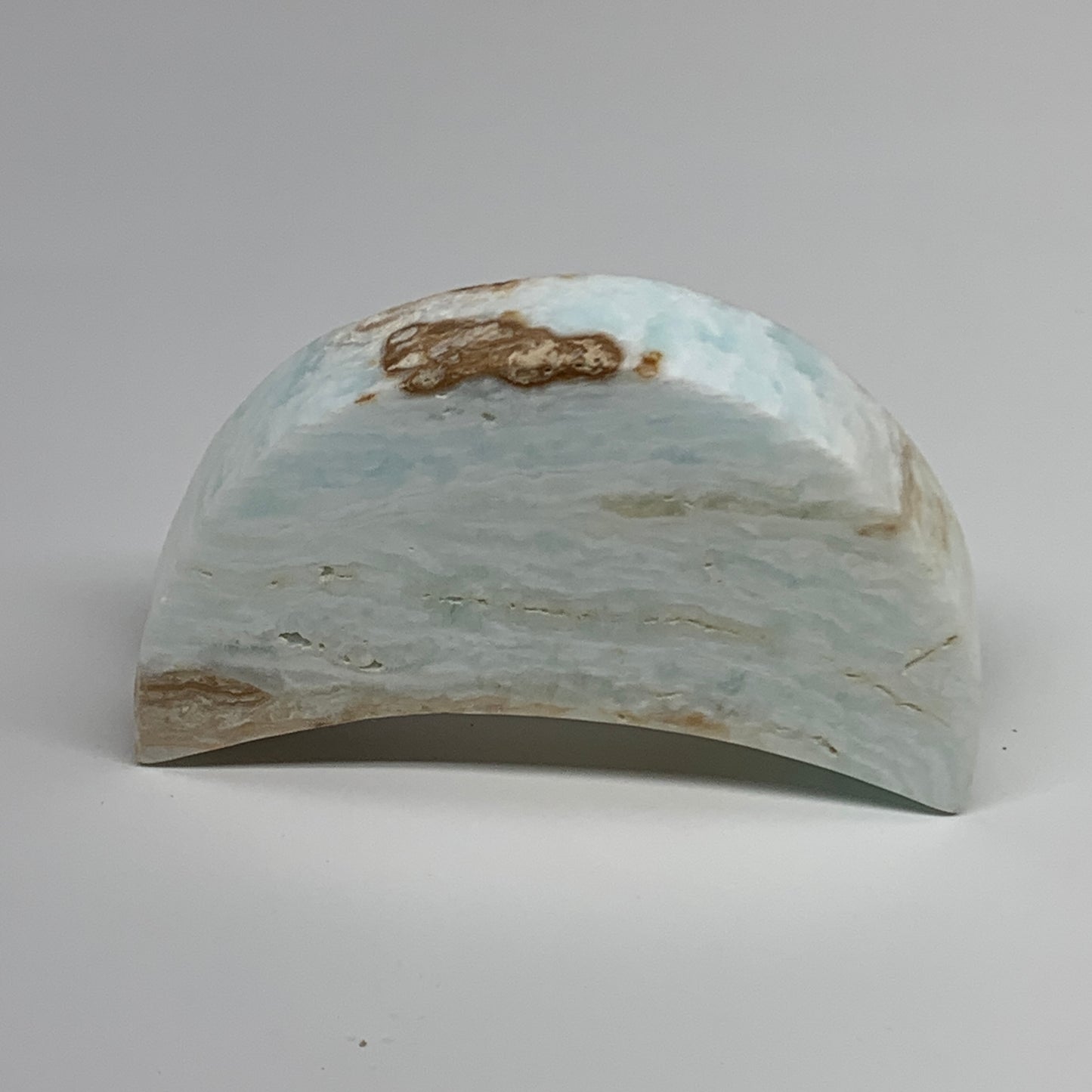 149.9g, 3.4"x1.7"x0.7", Caribbean Calcite Moon Crescent Gemstone, B33674