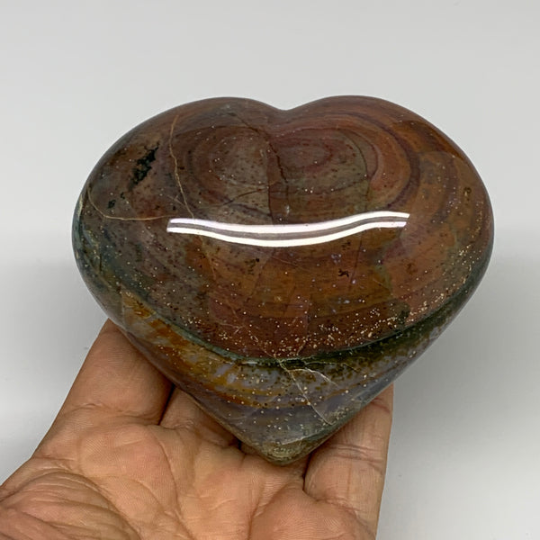 0.89 lbs, 3.2"x3.6"x1.8" Ocean Jasper Heart Polished Healing Crystal, B30848