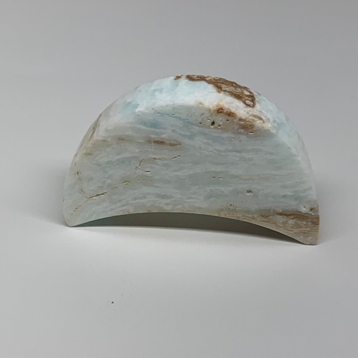 149.9g, 3.4"x1.7"x0.7", Caribbean Calcite Moon Crescent Gemstone, B33674