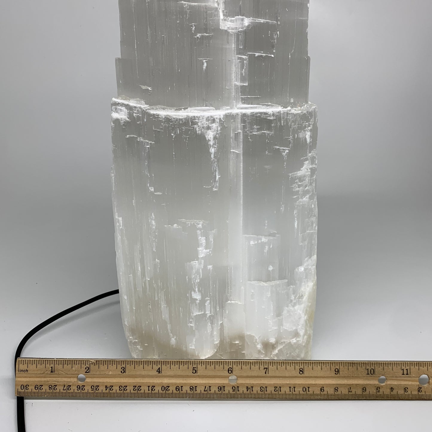 12.13 lbs, 15.5"x5.7"x3.3" Rough Selenite (Satin Spar) Lamp Tower W/Chord, B3577