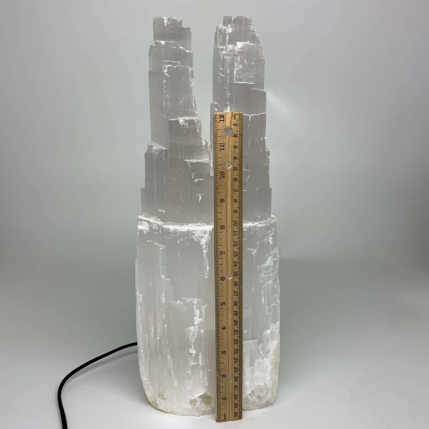 12.13 lbs, 15.5"x5.7"x3.3" Rough Selenite (Satin Spar) Lamp Tower W/Chord, B3577
