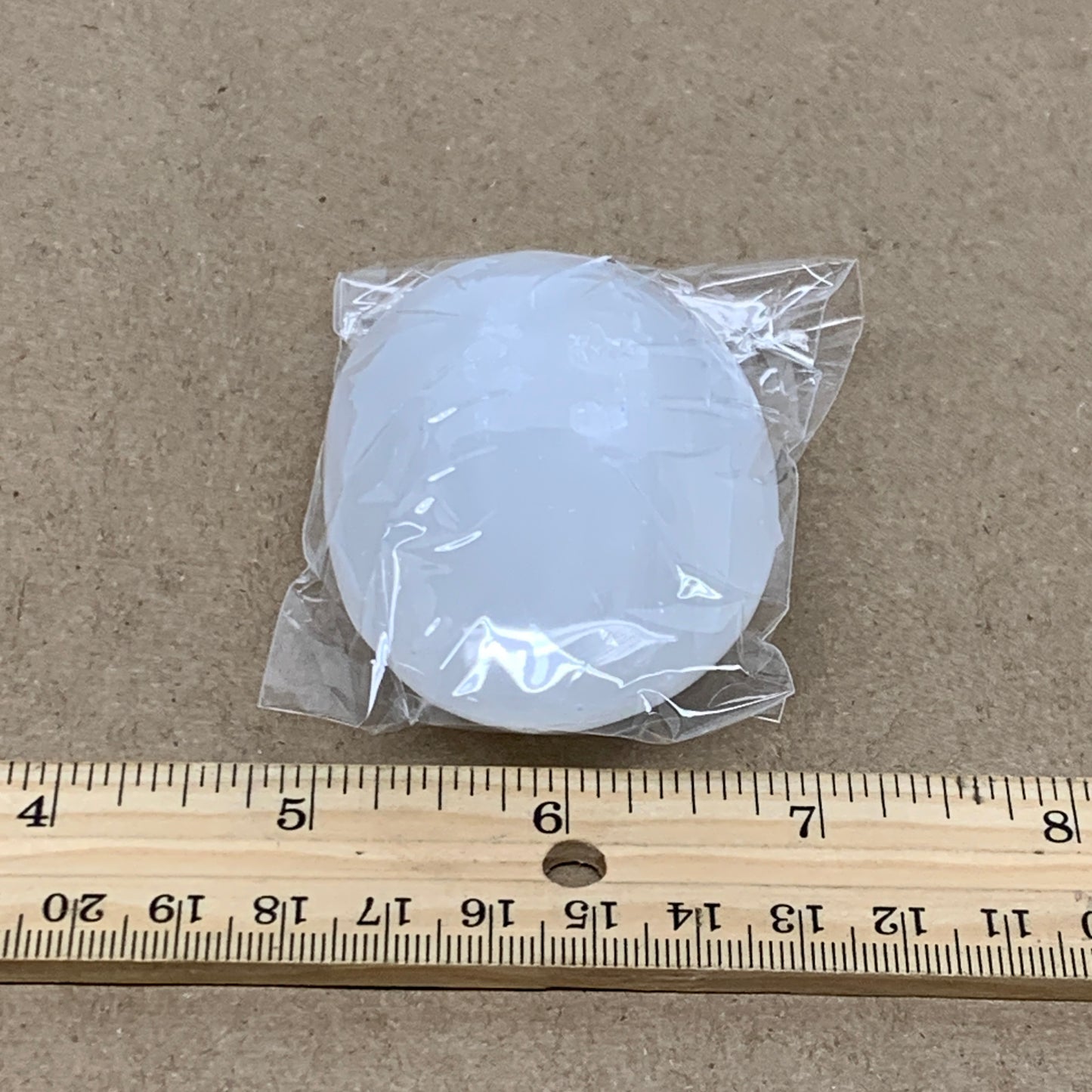 96g, 2.7"x1.9"x1", White Selenite Palmstone Crystal Pillow Reiki, B36416