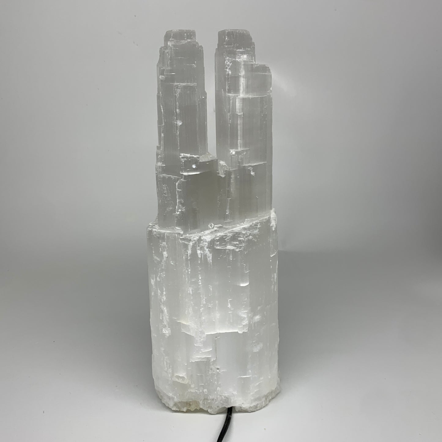 8.8 lbs, 13.4"x4.9"x3.5" Rough Selenite (Satin Spar) Lamp Tower W/Chord, B35775