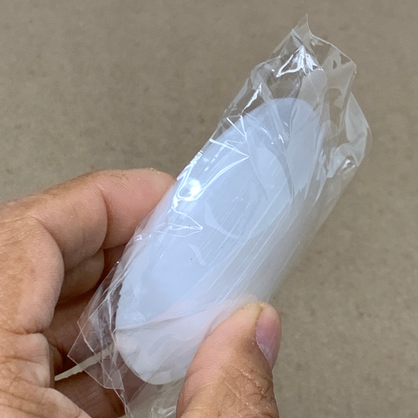 106g, 2.7"x2"x1", White Selenite Palmstone Crystal Pillow Reiki, B36417