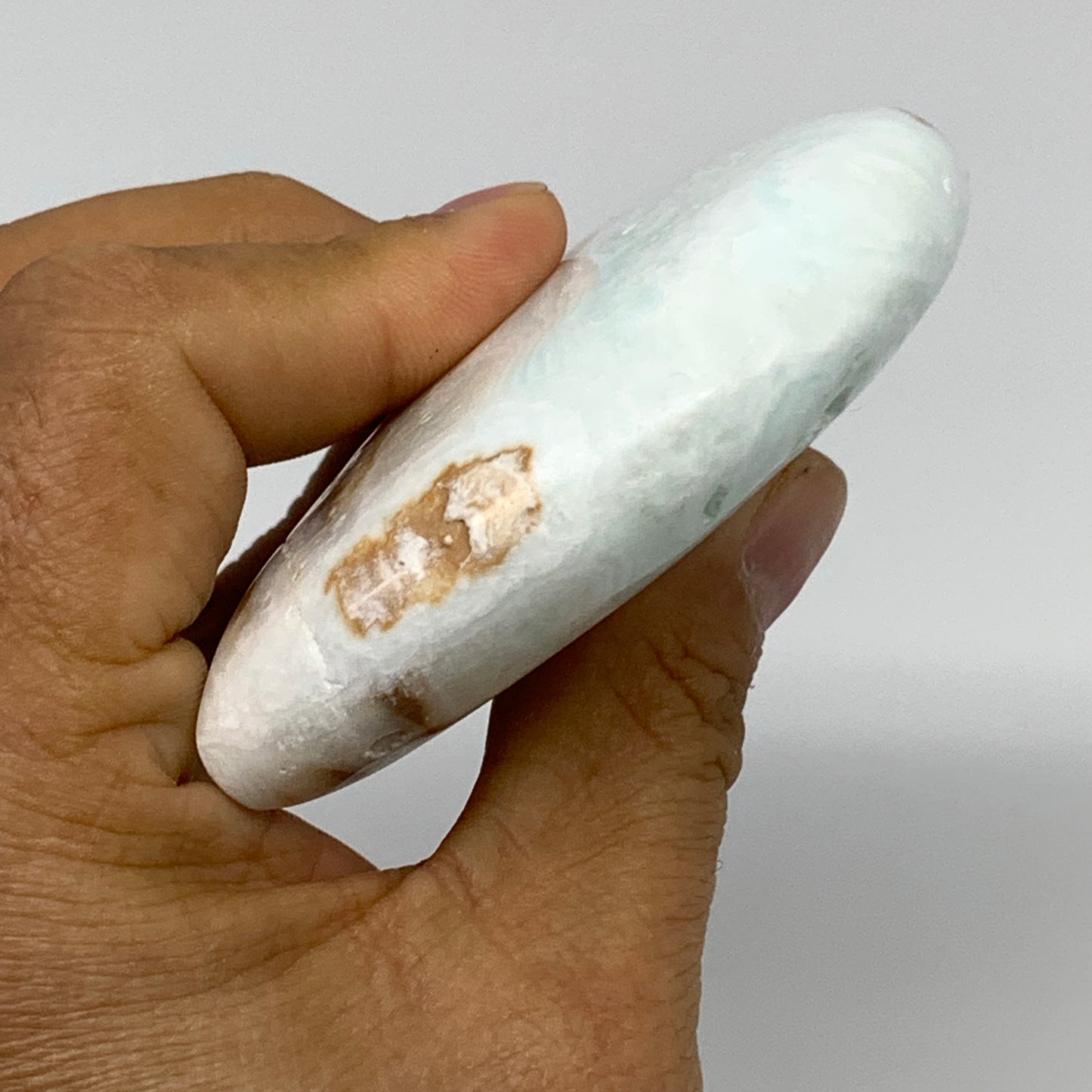 179.9g, 3.6"x1.9"x0.9", Caribbean Calcite Moon Crescent Gemstone, B33672