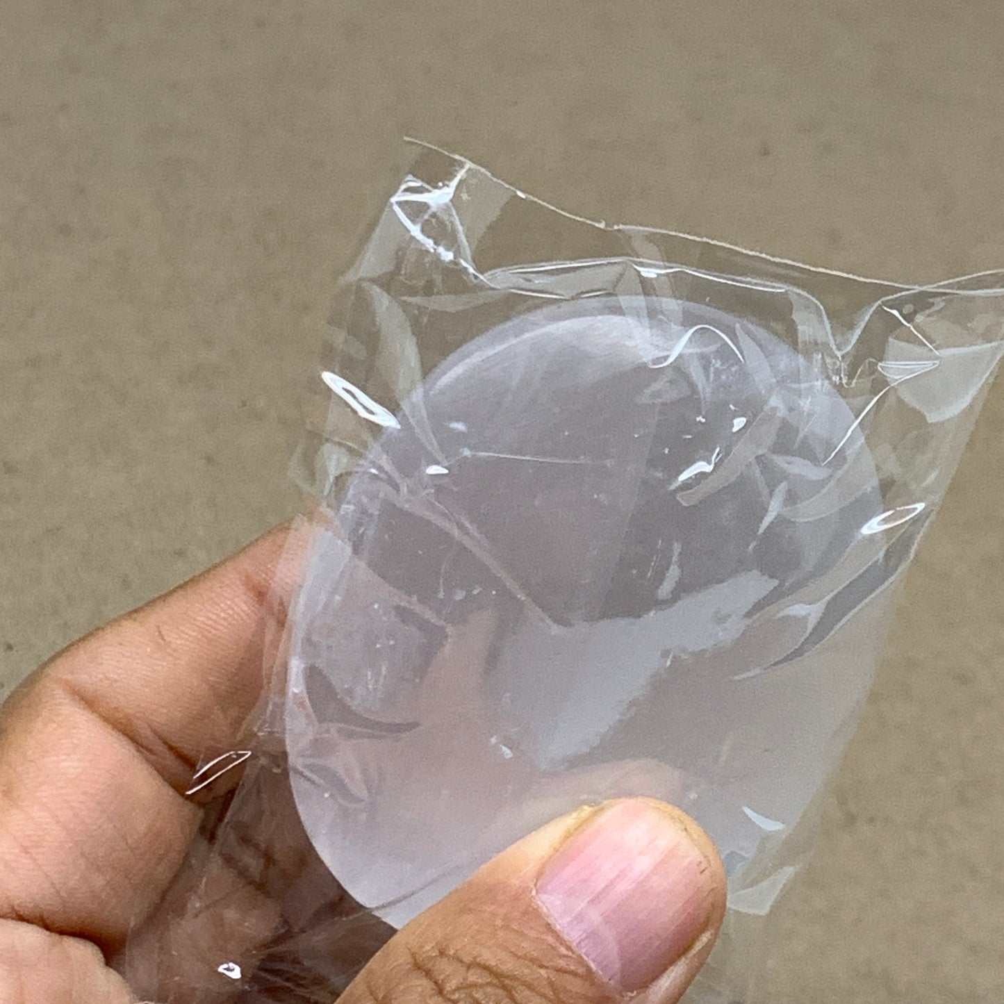106g, 2.7"x2"x1", White Selenite Palmstone Crystal Pillow Reiki, B36417