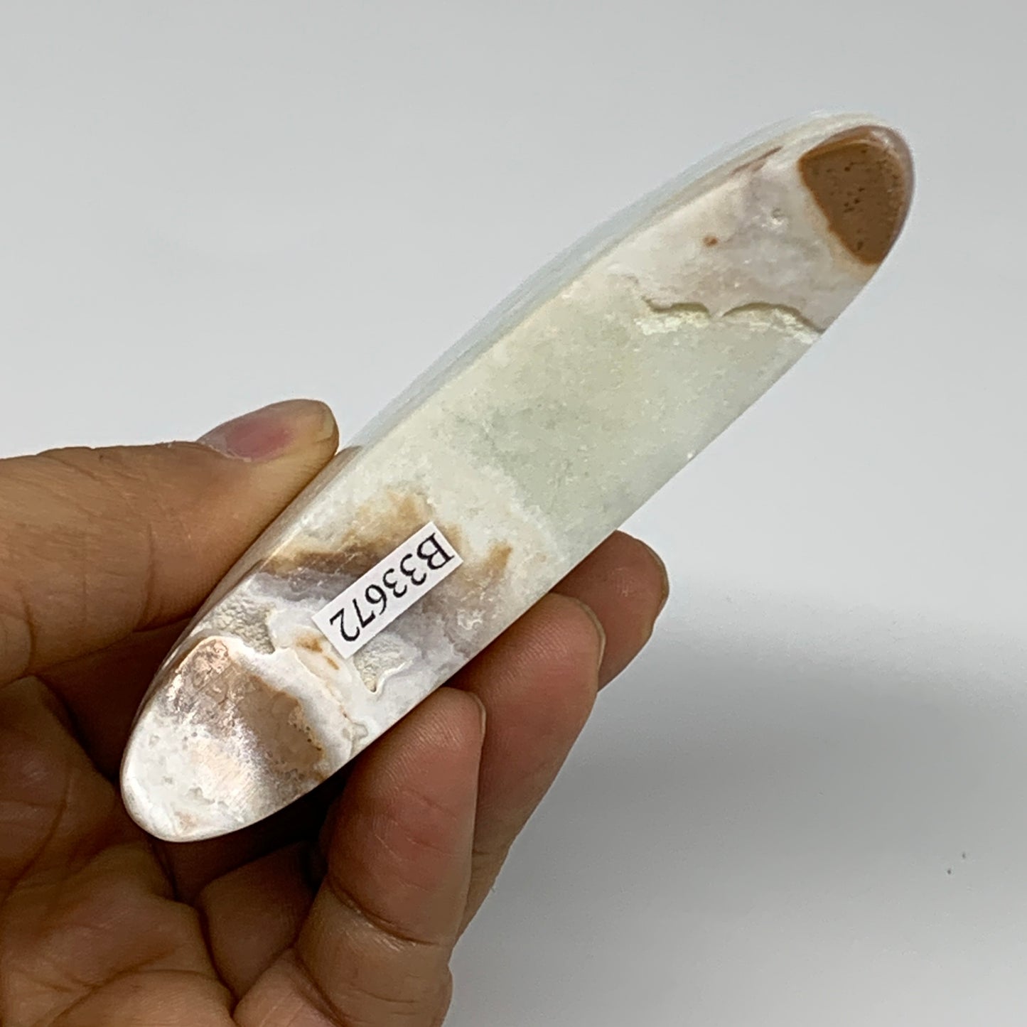 179.9g, 3.6"x1.9"x0.9", Caribbean Calcite Moon Crescent Gemstone, B33672