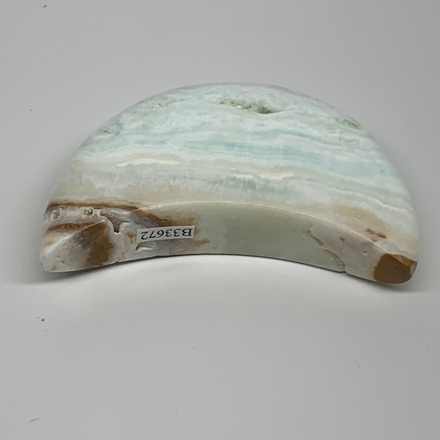 179.9g, 3.6"x1.9"x0.9", Caribbean Calcite Moon Crescent Gemstone, B33672