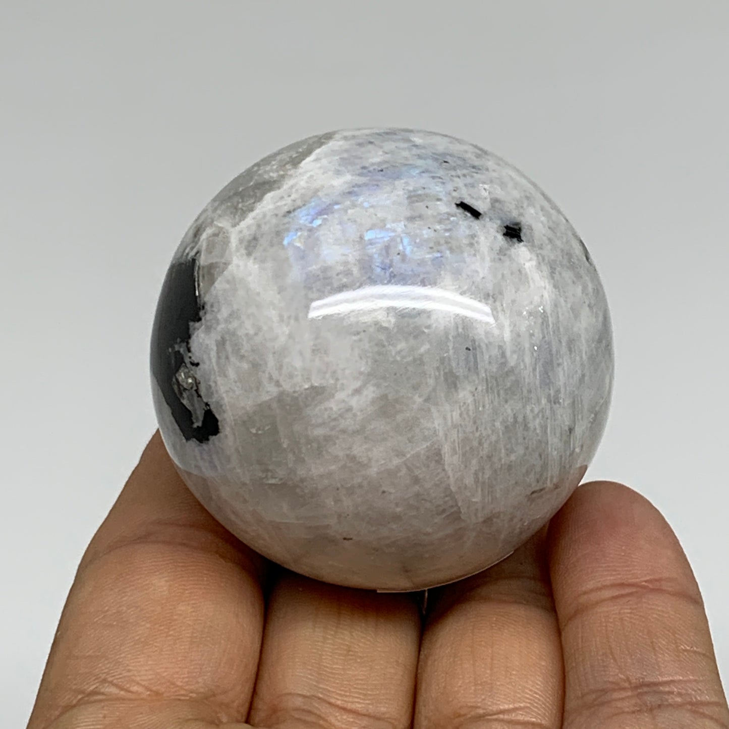 156.9g, 1.9"(48mm), Natural Rainbow Moonstone Sphere Ball Gemstone, B34311