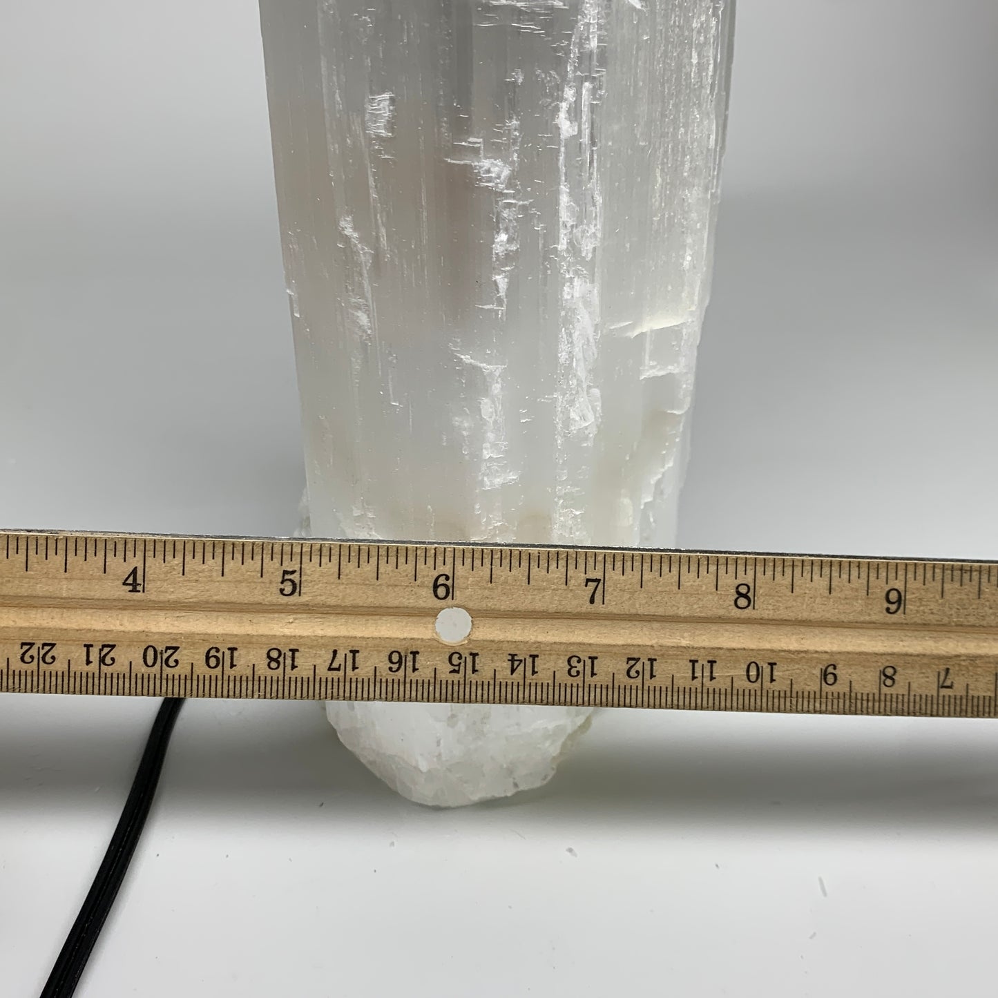 8.8 lbs, 13.4"x4.9"x3.5" Rough Selenite (Satin Spar) Lamp Tower W/Chord, B35775