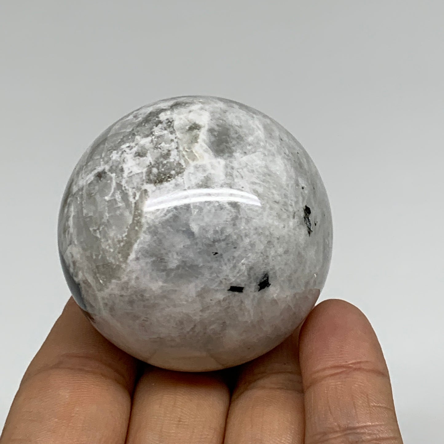 156.9g, 1.9"(48mm), Natural Rainbow Moonstone Sphere Ball Gemstone, B34311