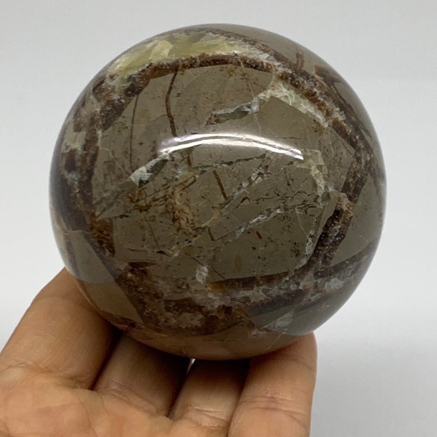1.14 lbs, 2.8" (71mm), Natural Septarian Sphere Crystal Gemstone Ball, B38161