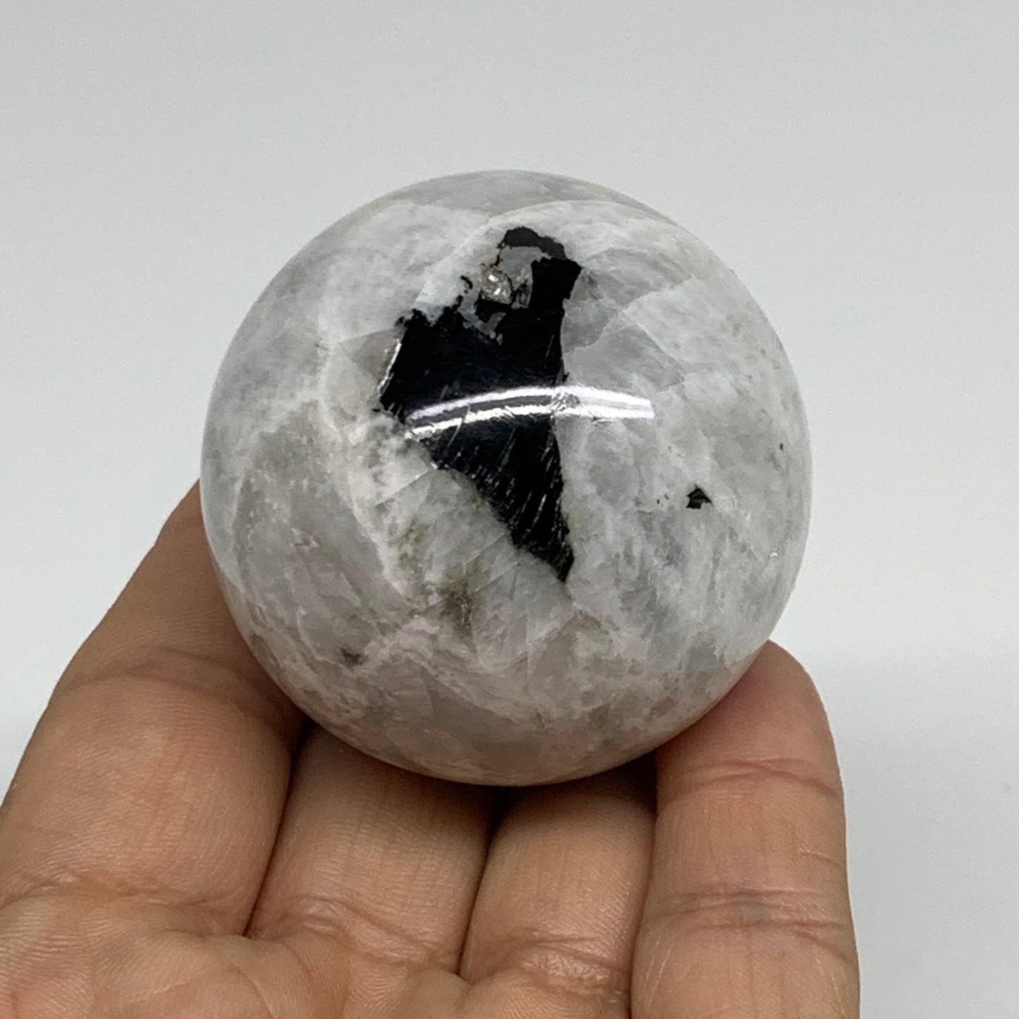 156.9g, 1.9"(48mm), Natural Rainbow Moonstone Sphere Ball Gemstone, B34311