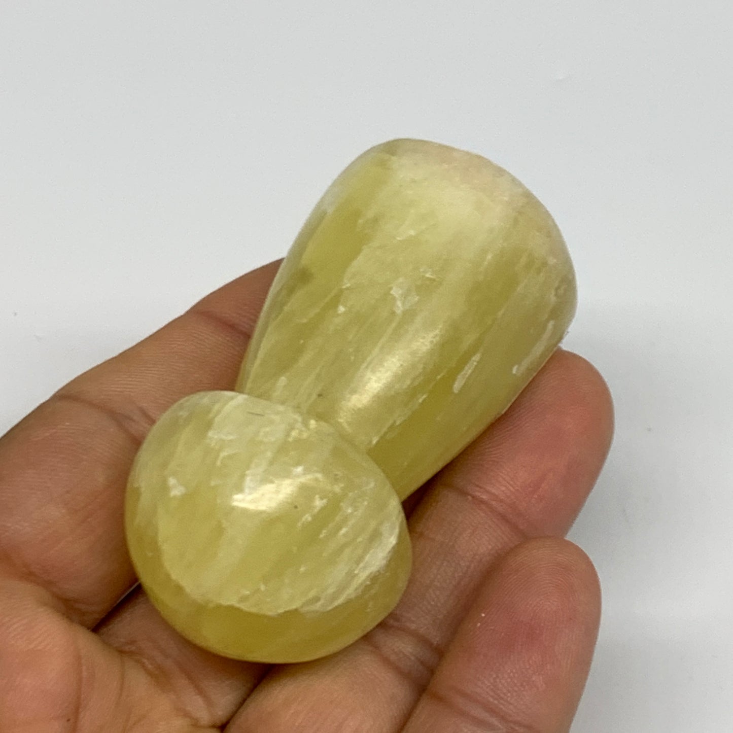 91.6g,2.2"x1.2" Natural Lemon Calcite Mushroom Gemstone @Pakistan, B31696