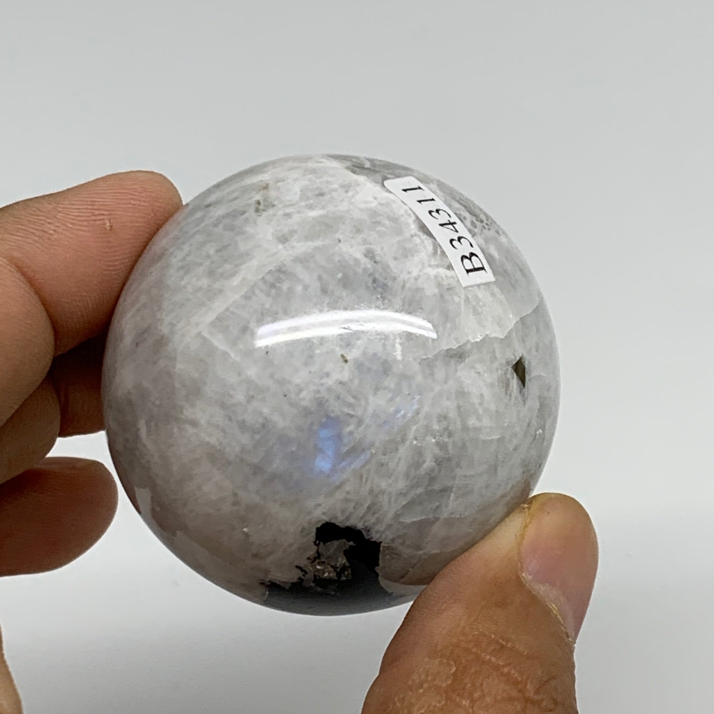 156.9g, 1.9"(48mm), Natural Rainbow Moonstone Sphere Ball Gemstone, B34311