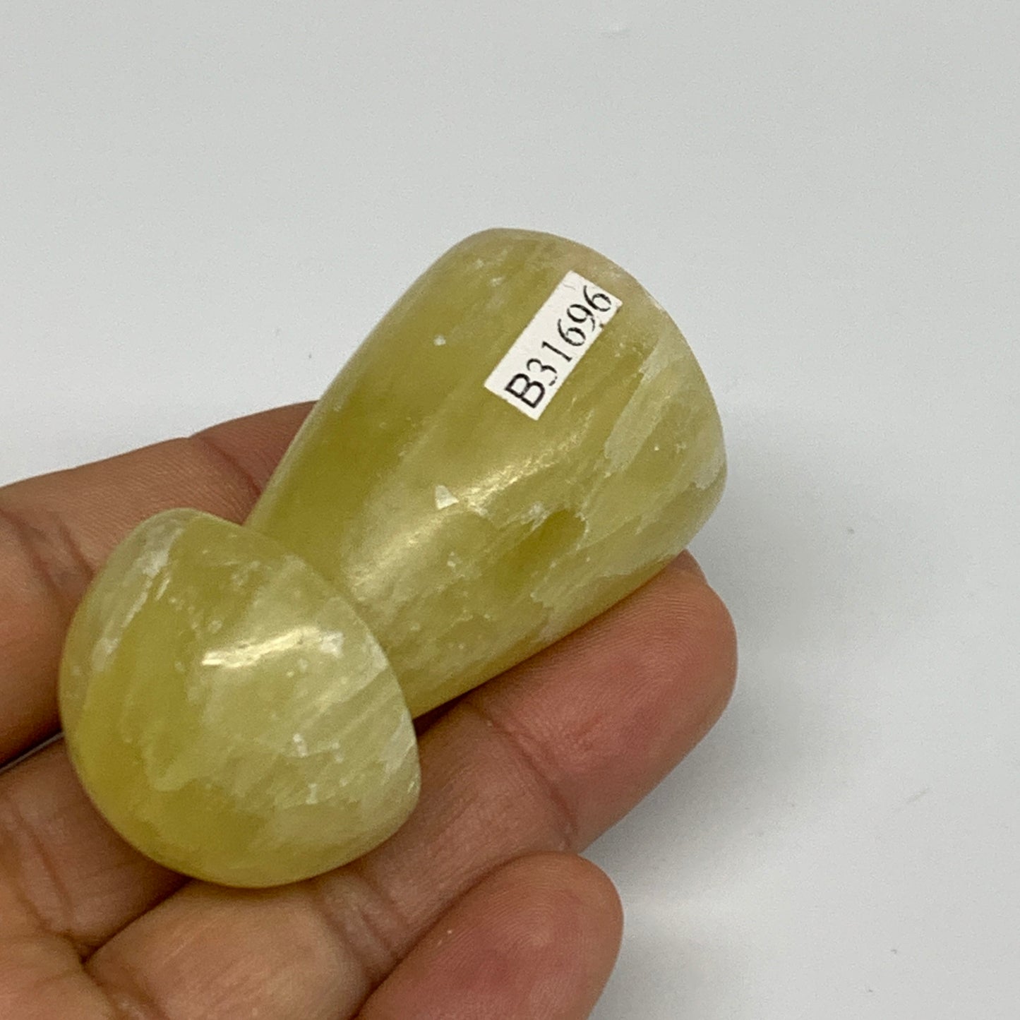 91.6g,2.2"x1.2" Natural Lemon Calcite Mushroom Gemstone @Pakistan, B31696