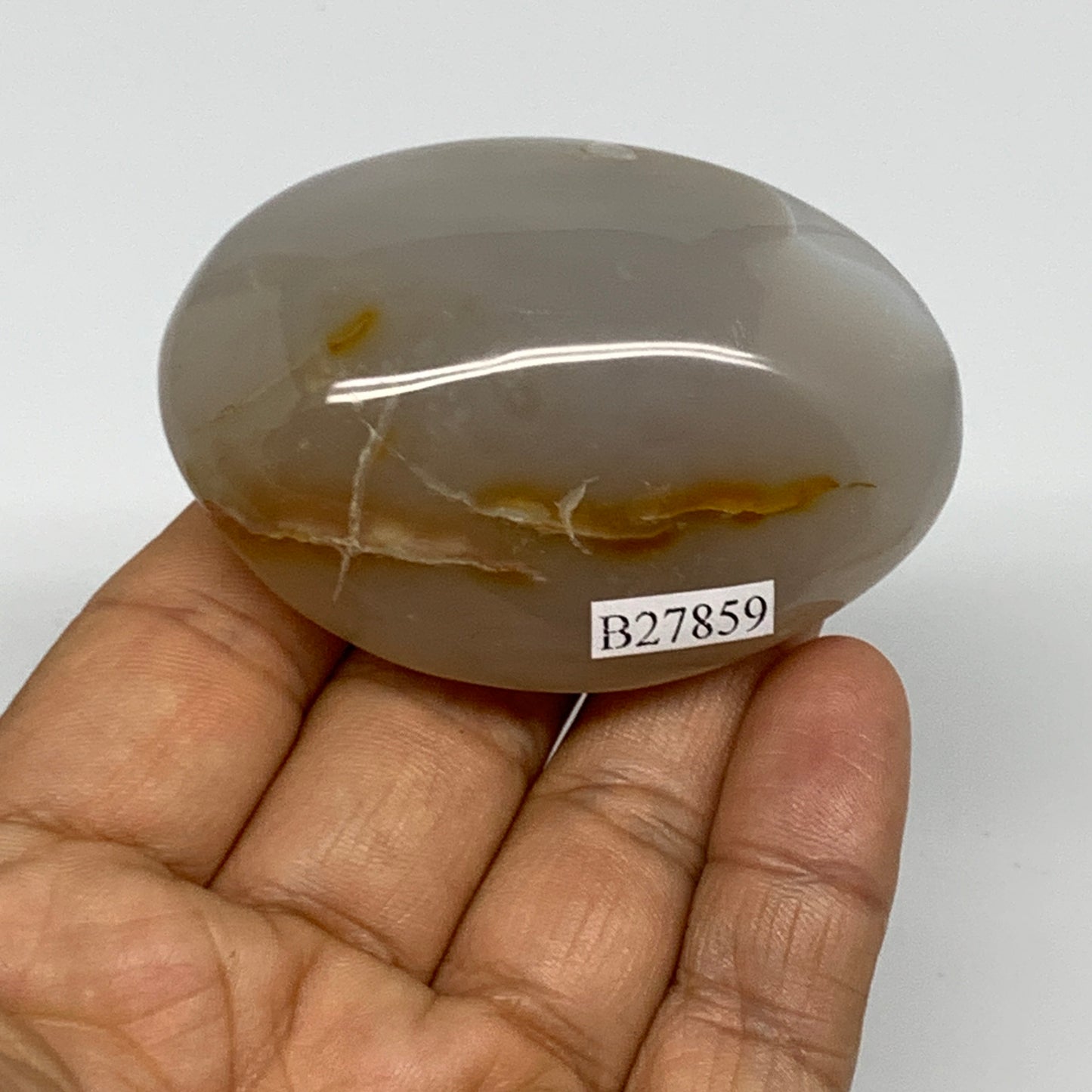 110g, 2.5"x1.8"x1.1" Orca Agate Palm-Stone Reiki Energy Crystal Reiki, B27859