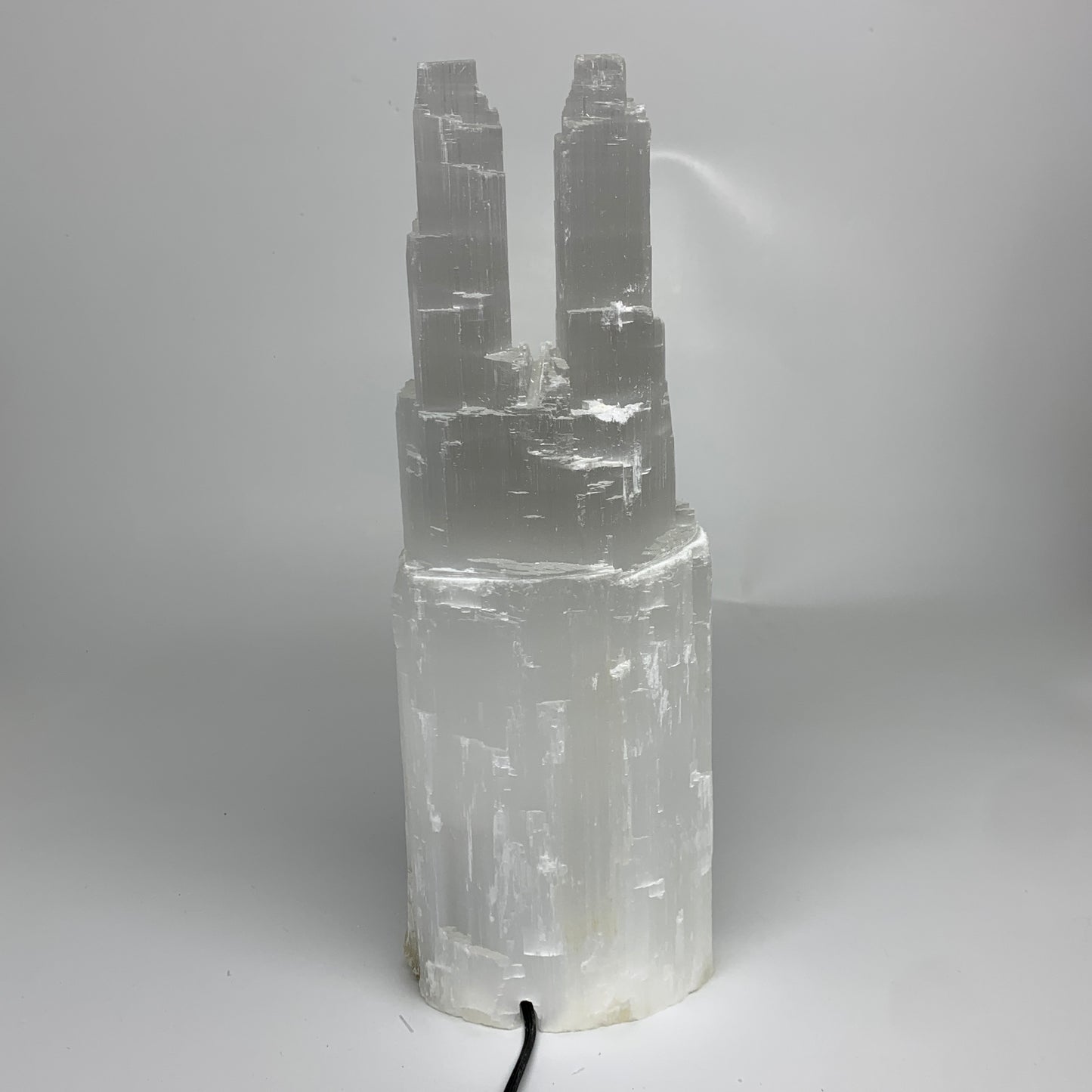 9.2 lbs, 13.7"x4.8"x3.7" Rough Selenite (Satin Spar) Lamp Tower W/Chord, B35776